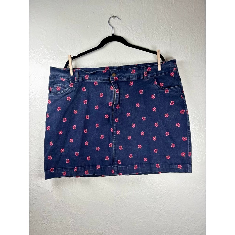 Denim Skort Blue Floral Print Size‎ 22W Pickleball Golf Brunch Summer Tropical